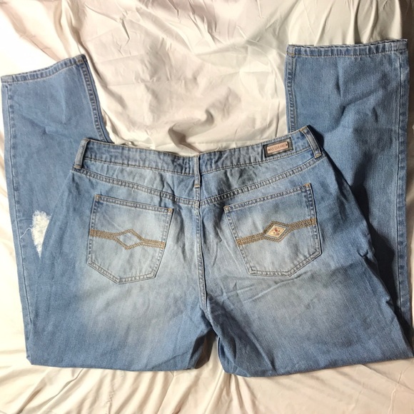 VINTAGE WASH RED Jeans NYC Distressed Boyfriend - Picture 3 of 9